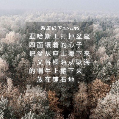 Picture 04 - 列 王 记 下 16:17 CUVS - 亚 哈 斯 王 打 掉 盆 座 四 面 镶 着 - Bible Verse Picture