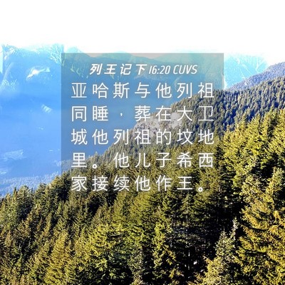 Picture 04 - 列 王 记 下 16:20 CUVS - 亚 哈 斯 与 他 列 祖 同 睡 ， 葬 在 - Bible Verse Picture
