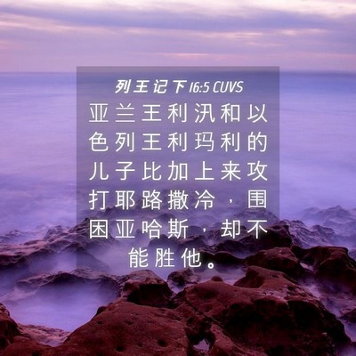 Picture 04 - 列 王 记 下 16:5 CUVS - 亚 兰 王 利 汛 和 以 色 列 王 利 玛 - Bible Verse Picture