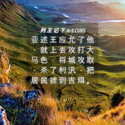 Picture 04 - 列 王 记 下 16:9 CUVS - 亚 述 王 应 允 了 他 ， 就 上 去 攻 - Bible Verse Picture