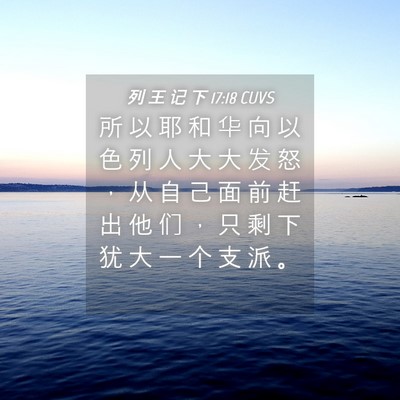 Picture 04 - 列 王 记 下 17:18 CUVS - 所 以 耶 和 华 向 以 色 列 人 大 大 - Bible Verse Picture