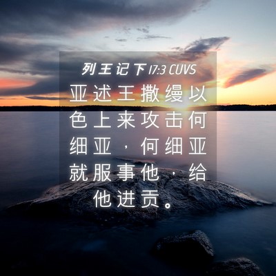 Picture 04 - 列 王 记 下 17:3 CUVS - 亚 述 王 撒 缦 以 色 上 来 攻 击 何 - Bible Verse Picture