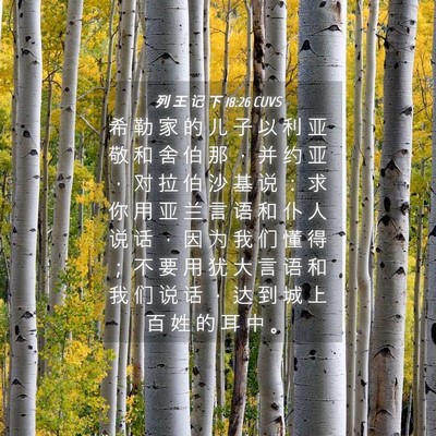 Picture 04 - 列 王 记 下 18:26 CUVS - 希 勒 家 的 儿 子 以 利 亚 敬 和 舍 - Bible Verse Picture