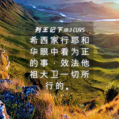 Picture 04 - 列 王 记 下 18:3 CUVS - 希 西 家 行 耶 和 华 眼 中 看 为 正 - Bible Verse Picture