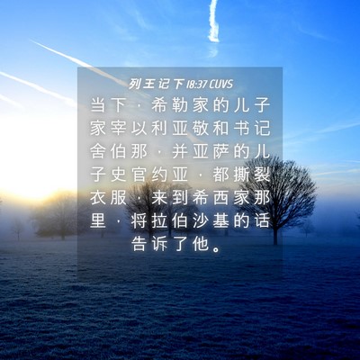 Picture 04 - 列 王 记 下 18:37 CUVS - 当 下 ， 希 勒 家 的 儿 子 家 宰 以 - Bible Verse Picture