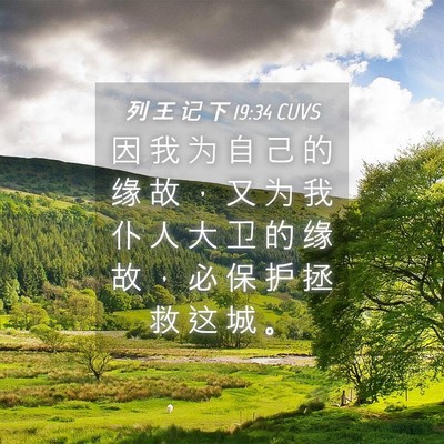 Picture 04 - 列 王 记 下 19:34 CUVS - 因 我 为 自 己 的 缘 故 ， 又 为 我 - Bible Verse Picture