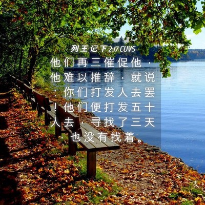 Picture 04 - 列 王 记 下 2:17 CUVS - 他 们 再 三 催 促 他 ， 他 难 以 推 - Bible Verse Picture