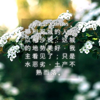Picture 04 - 列 王 记 下 2:19 CUVS - 耶 利 哥 城 的 人 对 以 利 沙 说 ： - Bible Verse Picture
