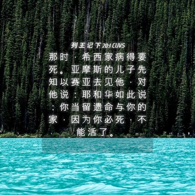 Picture 04 - 列 王 记 下 20:1 CUVS - 那 时 ， 希 西 家 病 得 要 死 。 亚 - Bible Verse Picture