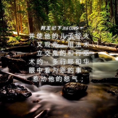 Picture 04 - 列 王 记 下 21:6 CUVS - 并 使 他 的 儿 子 经 火 ， 又 观 兆 - Bible Verse Picture
