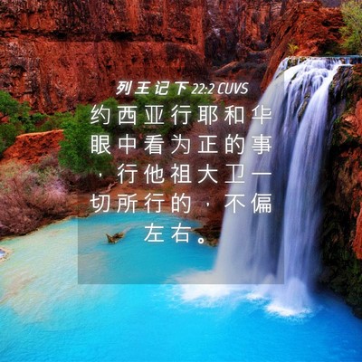 Picture 04 - 列 王 记 下 22:2 CUVS - 约 西 亚 行 耶 和 华 眼 中 看 为 正 - Bible Verse Picture