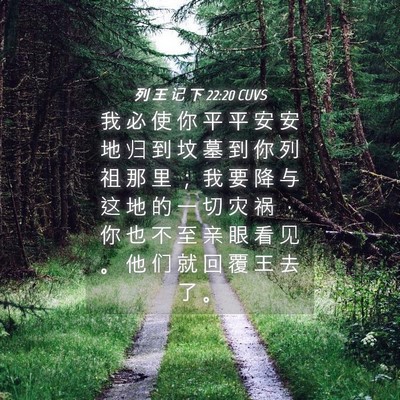 Picture 04 - 列 王 记 下 22:20 CUVS - 我 必 使 你 平 平 安 安 地 归 到 坟 - Bible Verse Picture