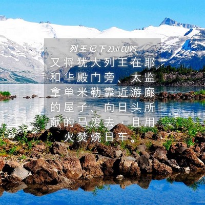 Picture 04 - 列 王 记 下 23:11 CUVS - 又 将 犹 大 列 王 在 耶 和 华 殿 门 - Bible Verse Picture