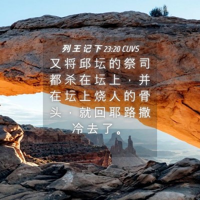 Picture 04 - 列 王 记 下 23:20 CUVS - 又 将 邱 坛 的 祭 司 都 杀 在 坛 上 - Bible Verse Picture