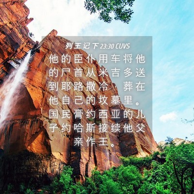 Picture 04 - 列 王 记 下 23:30 CUVS - 他 的 臣 仆 用 车 将 他 的 尸 首 从 - Bible Verse Picture