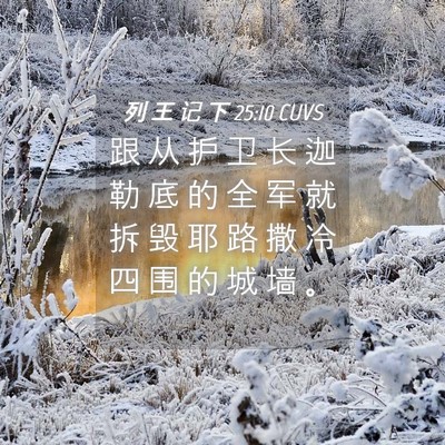 Picture 04 - 列 王 记 下 25:10 CUVS - 跟 从 护 卫 长 迦 勒 底 的 全 军 就 - Bible Verse Picture
