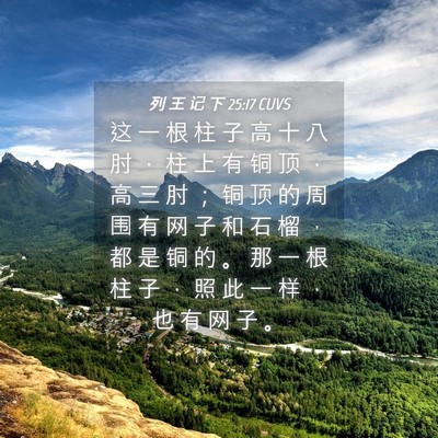 Picture 04 - 列 王 记 下 25:17 CUVS - 这 一 根 柱 子 高 十 八 肘 ， 柱 上 - Bible Verse Picture