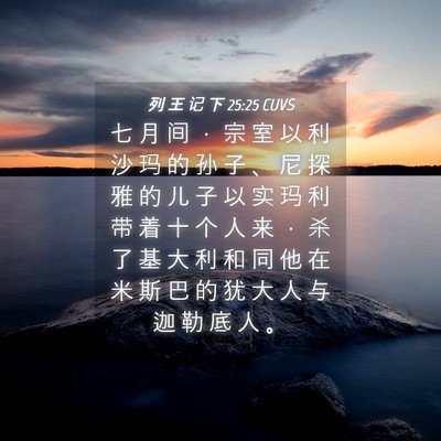 Picture 04 - 列 王 记 下 25:25 CUVS - 七 月 间 ， 宗 室 以 利 沙 玛 的 孙 - Bible Verse Picture