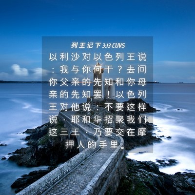 Picture 04 - 列 王 记 下 3:13 CUVS - 以 利 沙 对 以 色 列 王 说 ： 我 与 - Bible Verse Picture