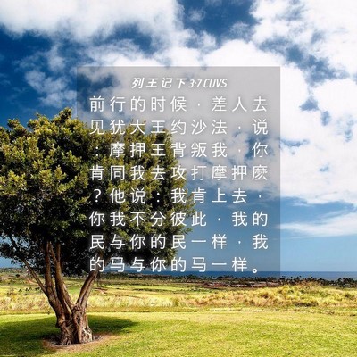 Picture 04 - 列 王 记 下 3:7 CUVS - 前 行 的 时 候 ， 差 人 去 见 犹 大 - Bible Verse Picture