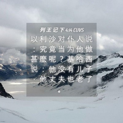 Picture 04 - 列 王 记 下 4:14 CUVS - 以 利 沙 对 仆 人 说 ： 究 竟 当 为 - Bible Verse Picture