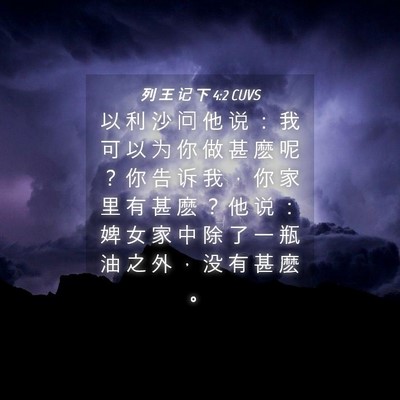 Picture 04 - 列 王 记 下 4:2 CUVS - 以 利 沙 问 他 说 ： 我 可 以 为 你 - Bible Verse Picture