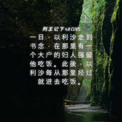 Picture 04 - 列 王 记 下 4:8 CUVS - 一 日 ， 以 利 沙 走 到 书 念 ， 在 - Bible Verse Picture