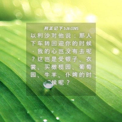 Picture 04 - 列 王 记 下 5:26 CUVS - 以 利 沙 对 他 说 ： 那 人 下 车 转 - Bible Verse Picture