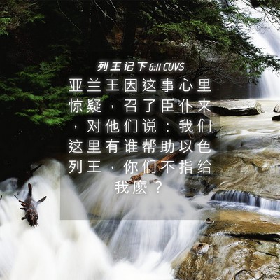 Picture 04 - 列 王 记 下 6:11 CUVS - 亚 兰 王 因 这 事 心 里 惊 疑 ， 召 - Bible Verse Picture