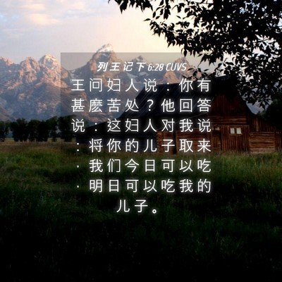 Picture 04 - 列 王 记 下 6:28 CUVS - 王 问 妇 人 说 ： 你 有 甚 麽 苦 处 - Bible Verse Picture