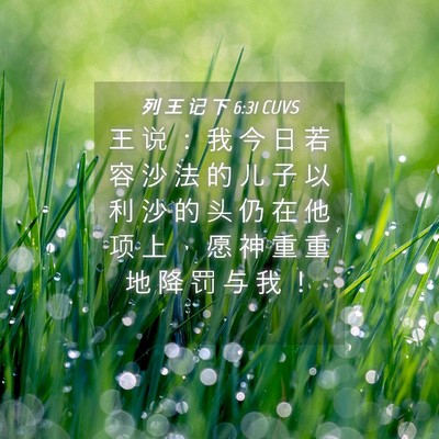Picture 04 - 列 王 记 下 6:31 CUVS - 王 说 ： 我 今 日 若 容 沙 法 的 儿 - Bible Verse Picture