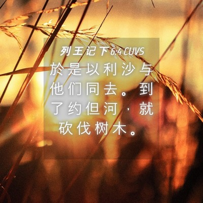 Picture 04 - 列 王 记 下 6:4 CUVS - 於 是 以 利 沙 与 他 们 同 去 。 到 - Bible Verse Picture