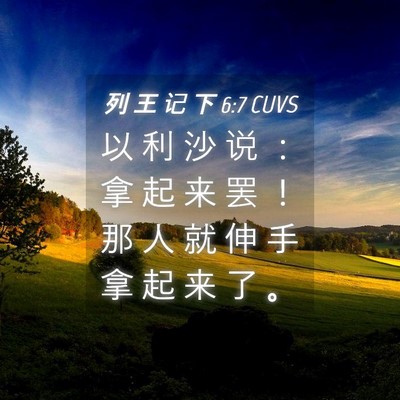Picture 04 - 列 王 记 下 6:7 CUVS - 以 利 沙 说 ： 拿 起 来 罢 ！ 那 人 - Bible Verse Picture