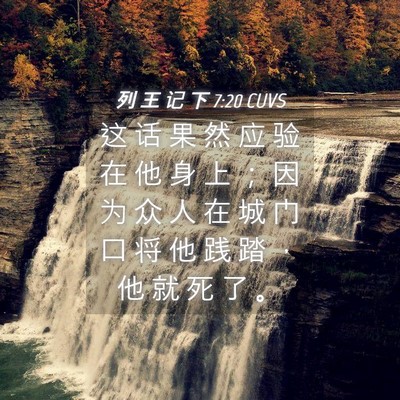 Picture 04 - 列 王 记 下 7:20 CUVS - 这 话 果 然 应 验 在 他 身 上 ； 因 - Bible Verse Picture