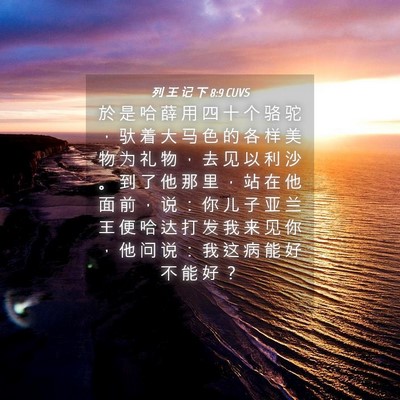 Picture 04 - 列 王 记 下 8:9 CUVS - 於 是 哈 薛 用 四 十 个 骆 驼 ， 驮 - Bible Verse Picture