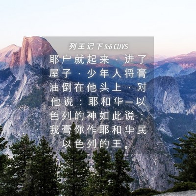 Picture 04 - 列 王 记 下 9:6 CUVS - 耶 户 就 起 来 ， 进 了 屋 子 ， 少 - Bible Verse Picture