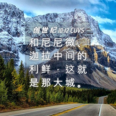 Picture 04 - 创 世 纪 10:12 CUVS - 和 尼 尼 微 、 迦 拉 中 间 的 利 鲜 - Bible Verse Picture