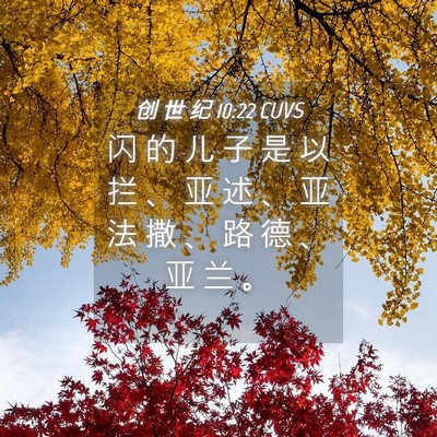 Picture 04 - 创 世 纪 10:22 CUVS - 闪 的 儿 子 是 以 拦 、 亚 述 、 亚 - Bible Verse Picture
