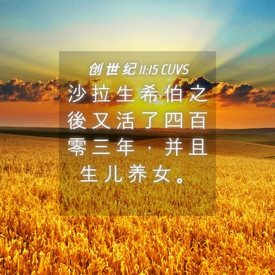 Picture 04 - 创 世 纪 11:15 CUVS - 沙 拉 生 希 伯 之 後 又 活 了 四 百 - Bible Verse Picture