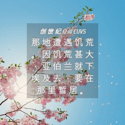 Picture 04 - 创 世 纪 12:10 CUVS - 那 地 遭 遇 饥 荒 。 因 饥 荒 甚 大 - Bible Verse Picture