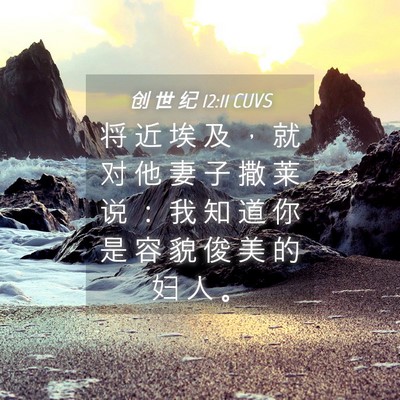 Picture 04 - 创 世 纪 12:11 CUVS - 将 近 埃 及 ， 就 对 他 妻 子 撒 莱 - Bible Verse Picture