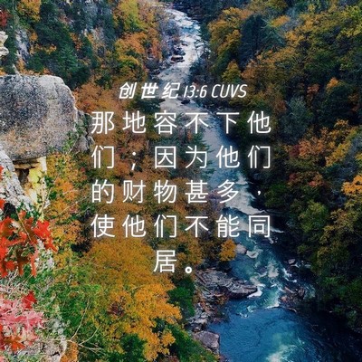 Picture 04 - 创 世 纪 13:6 CUVS - 那 地 容 不 下 他 们 ； 因 为 他 们 - Bible Verse Picture