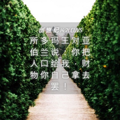 Picture 04 - 创 世 纪 14:21 CUVS - 所 多 玛 王 对 亚 伯 兰 说 ： 你 把 - Bible Verse Picture