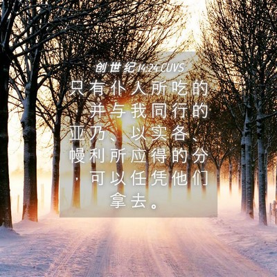 Picture 04 - 创 世 纪 14:24 CUVS - 只 有 仆 人 所 吃 的 ， 并 与 我 同 - Bible Verse Picture
