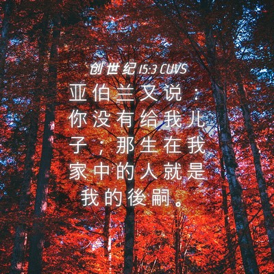 Picture 04 - 创 世 纪 15:3 CUVS - 亚 伯 兰 又 说 ： 你 没 有 给 我 儿 - Bible Verse Picture