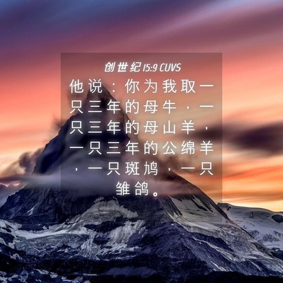 Picture 04 - 创 世 纪 15:9 CUVS - 他 说 ： 你 为 我 取 一 只 三 年 的 - Bible Verse Picture