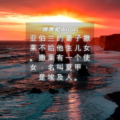 Picture 04 - 创 世 纪 16:1 CUVS - 亚 伯 兰 的 妻 子 撒 莱 不 给 他 生 - Bible Verse Picture