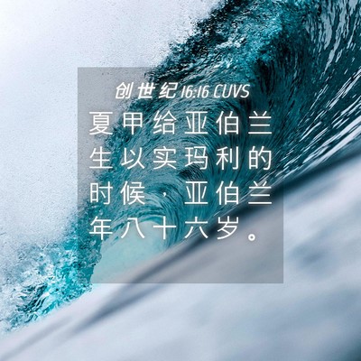 Picture 04 - 创 世 纪 16:16 CUVS - 夏 甲 给 亚 伯 兰 生 以 实 玛 利 的 - Bible Verse Picture