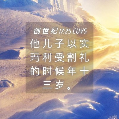 Picture 04 - 创 世 纪 17:25 CUVS - 他 儿 子 以 实 玛 利 受 割 礼 的 时 - Bible Verse Picture
