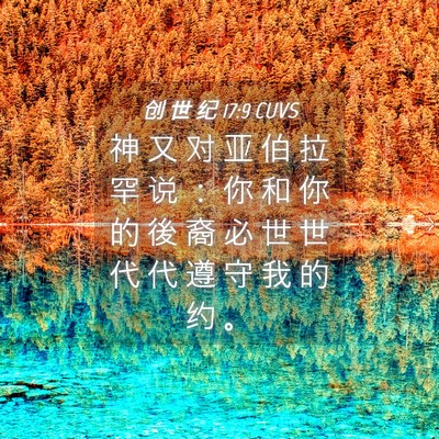 Picture 04 - 创 世 纪 17:9 CUVS - 神 又 对 亚 伯 拉 罕 说 ： 你 和 你 - Bible Verse Picture